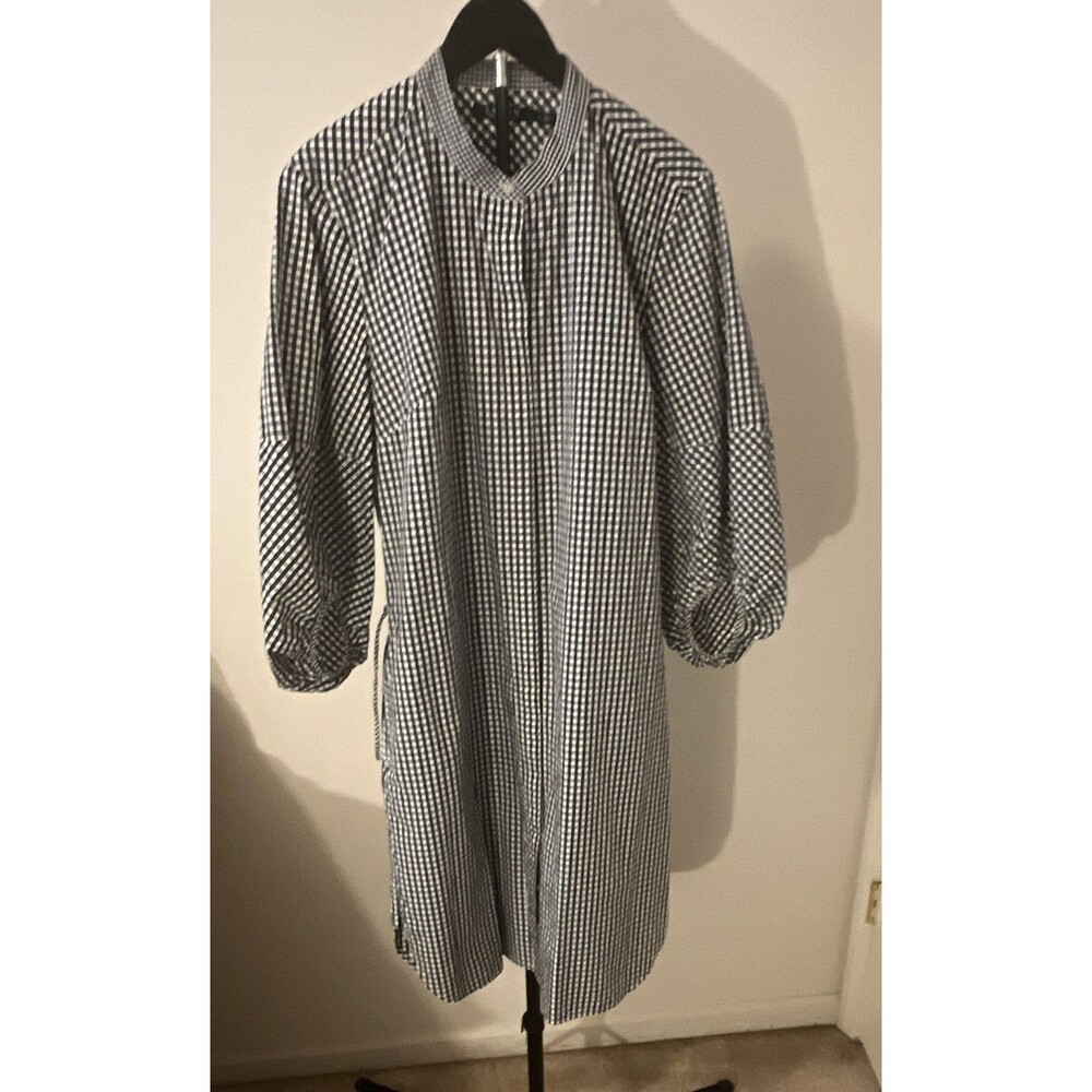 Lauren Ralph Lauren Black White Gingham Shirt Dress Collared Button 16